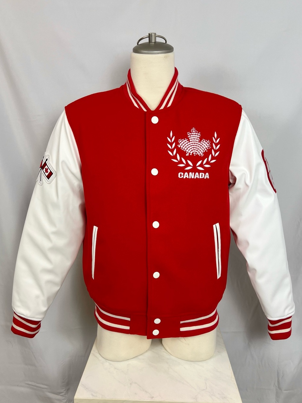 FIFA Official Team Canada Red and White Varsity Jacket